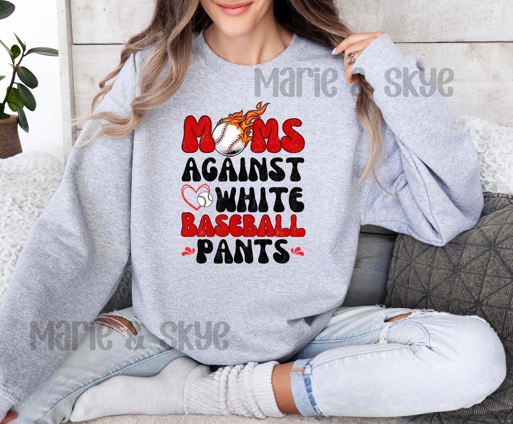 Moms Against White Baseball Pants Sweatshirt