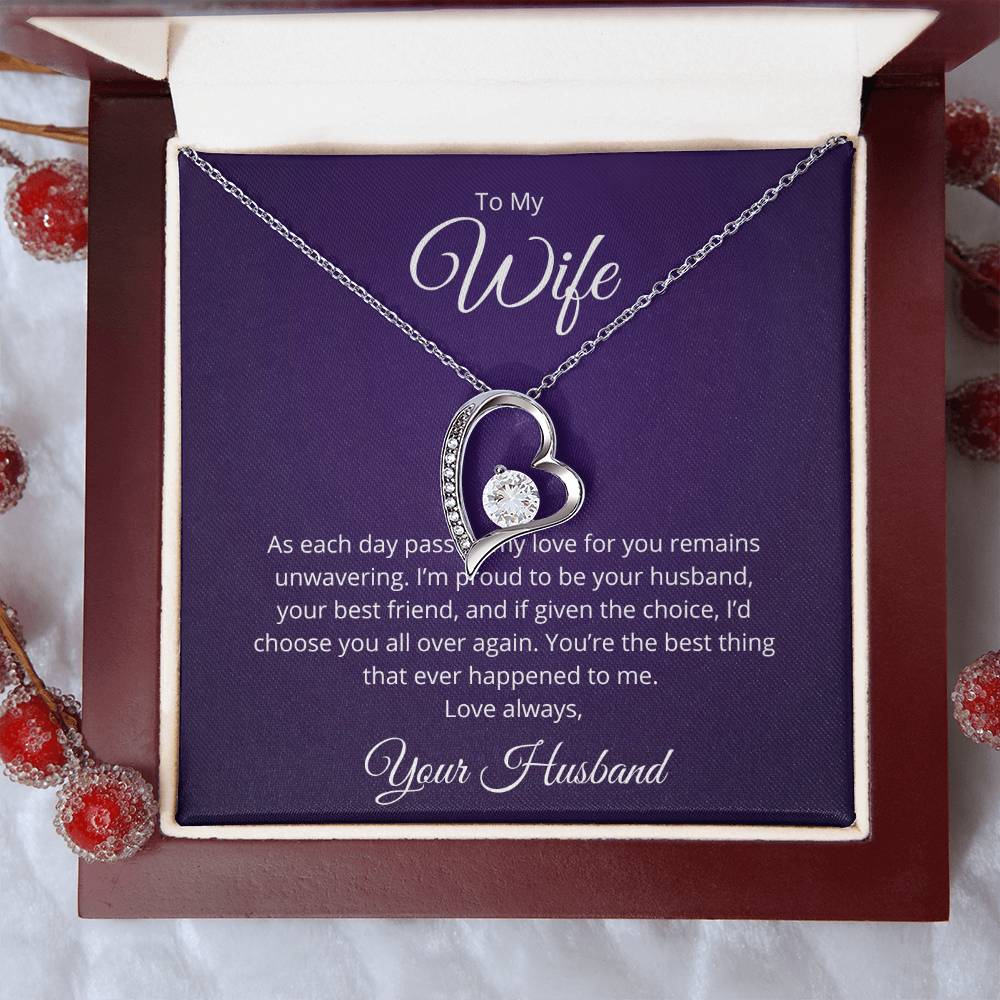 To My Wife Necklace Gift, Wife Forever Love Necklace, Gift from Husband, Wife Anniversary Gift, Wife Birthday Gift from Husband