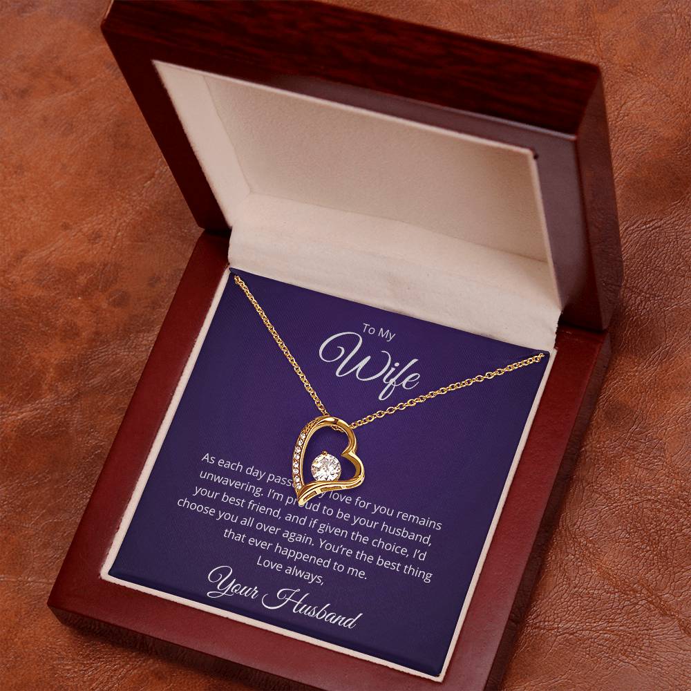 To My Wife Necklace Gift, Wife Forever Love Necklace, Gift from Husband, Wife Anniversary Gift, Wife Birthday Gift from Husband