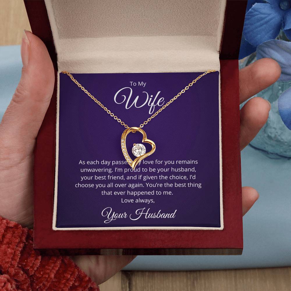 To My Wife Necklace Gift, Wife Forever Love Necklace, Gift from Husband, Wife Anniversary Gift, Wife Birthday Gift from Husband