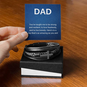 Dad Gift Dad Bracelet Leather Cross Bracelet Men's Cross Leather Bracelet Dad Birthday Gift Cross Bracelet Gift for Dad