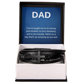 Dad Gift Dad Bracelet Leather Cross Bracelet Men's Cross Leather Bracelet Dad Birthday Gift Cross Bracelet Gift for Dad