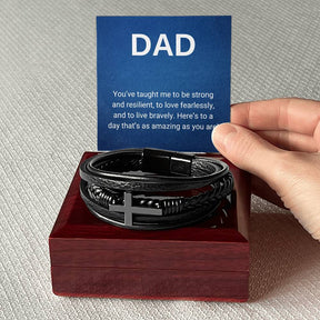 Dad Gift Dad Bracelet Leather Cross Bracelet Men's Cross Leather Bracelet Dad Birthday Gift Cross Bracelet Gift for Dad