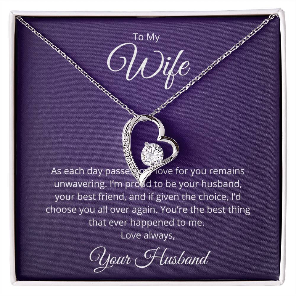 To My Wife Necklace Gift, Wife Forever Love Necklace, Gift from Husband, Wife Anniversary Gift, Wife Birthday Gift from Husband