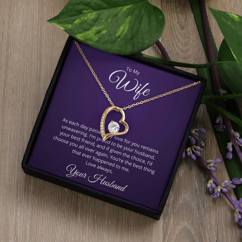 To My Wife Necklace Gift, Wife Forever Love Necklace, Gift from Husband, Wife Anniversary Gift, Wife Birthday Gift from Husband