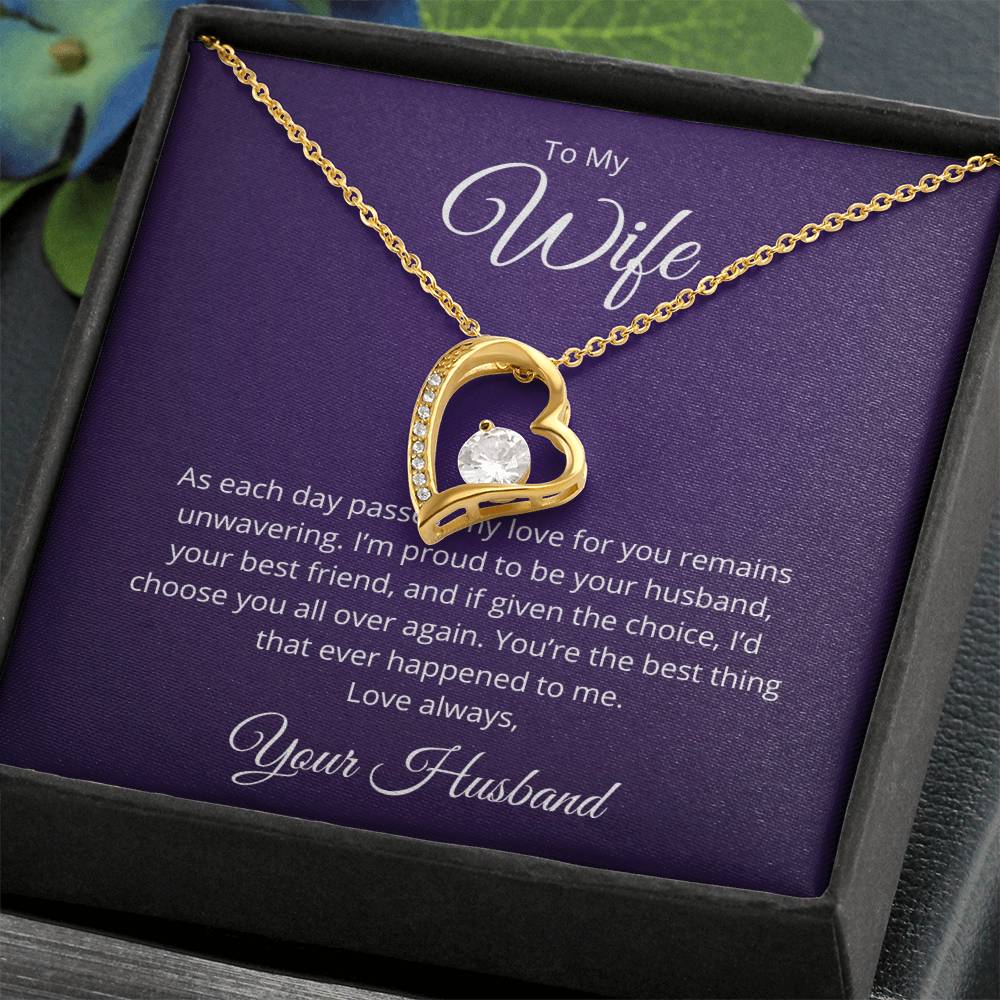 To My Wife Necklace Gift, Wife Forever Love Necklace, Gift from Husband, Wife Anniversary Gift, Wife Birthday Gift from Husband